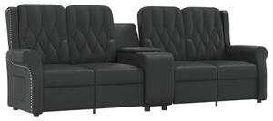 4-sits reclinerfåtölj med mugghållare svart glansig konstläder