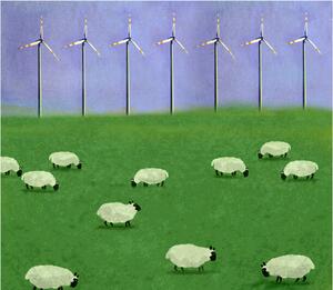 Illustration Illustration of flock of sheep grazing, Westend61, (40 x 35 cm)