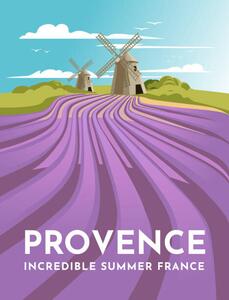 Illustration Provence lavender fields and windmills. Classic, Mariia Agafonova