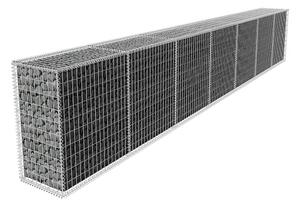 Gabionmur med lock galvaniserat stål 600x50x100 cm - Silver