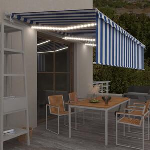 Automatisk markis med rullgardin vindsensor LED 6x3 m blå/vi - Blå