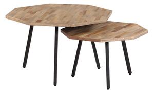 Soffbord 2 st hexagonala återvunnen teak - Brun