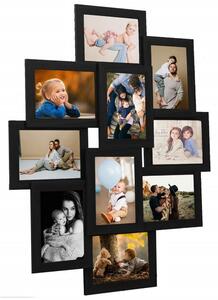 Fotoram för 10x(10x15 cm) bilder svart MDF -