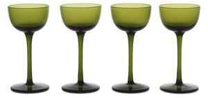 Ferm Living - Host Liqueur Glasses - Vinglas - Host Liqueur Glasses - Set of 4 - Moss Green - W5.6 x D5.6 x H11.7 cm