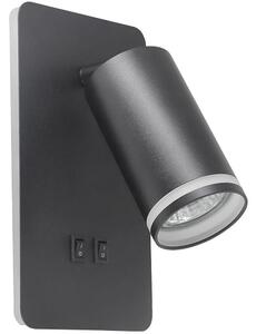 LED väggspotlight PARIS 1xGU10/10W/230V + LED/6W/230V svart