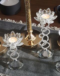 Ljusstake Silver Kristall 25 cm Blomma Form Beliani