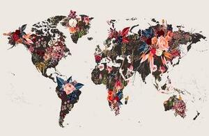 Poster Worldmap flowers