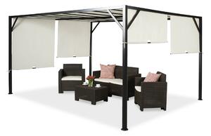 Pergola i metall Santorini 3 x 4 m krämfärgad Garden Point