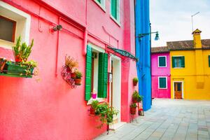 Fotografi Colorful architecture in Burano island, Venice,, Olga_Gavrilova