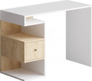 Tempus skrivbord Vit/ek - 100 x 45 cm - Skrivbord med hyllor, Skrivbord, Kontorsmöbler