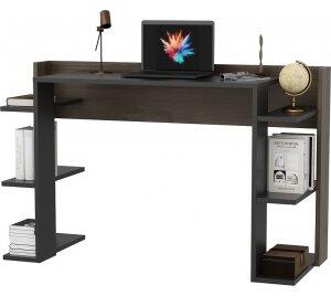 Platanus skrivbord Valnöt/svart - 122,7 x 45 cm - Skrivbord med hyllor, Skrivbord, Kontorsmöbler