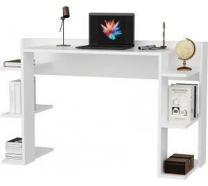 Platanus skrivbord Vit - 122,7 x 45 cm - Skrivbord med hyllor, Skrivbord, Kontorsmöbler
