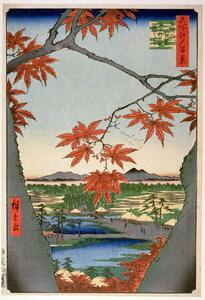 Hiroshige, Ando or Utagawa - Konsttryck Maples leaves at Mama, (26.7 x 40 cm)
