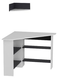 Skrivbord Tuzzy, vit, mörkgrå, 90x90x74 cm
