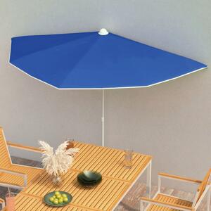 Halvrunt parasoll med stång 180x90 cm azurblå