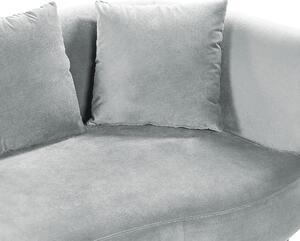 Schäslong Ljusgrå sammet polyester klädsel högervänd mörka träben extra kastkuddar modern design vardagsrumsmöbler Beliani