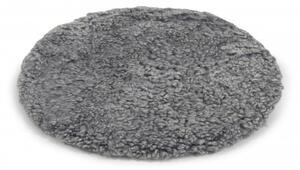 Curly pad silvergrå - rund stolsdyna med stoppning i lockigt fårskinn