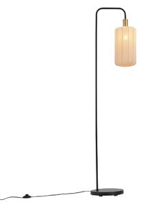 Japandi Golvlampa Svart med Guld och Beige Skärm - Pluni