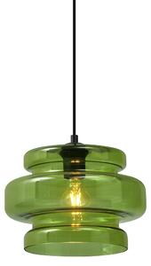 Retro Pendellampa Svart med Grönt Glas - Denise