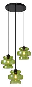 Retro Pendellampa Svart med Grönt Glas 3-ljus - Denise