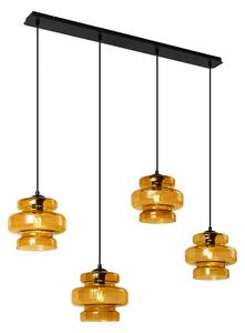 Retro Pendellampa Svart med Orange Glas 4-ljus - Denise