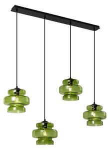 Retro Pendellampa Svart med Grönt Glas 4-ljus - Denise