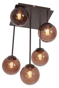 Design taklampa brons med bronsglas 5-ljus - Aten