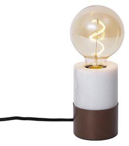 Modern bordslampa brons med vit marmor - Marissa