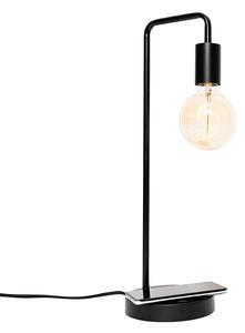 Modern svart bordslampa med trådlös laddning - Facil