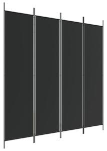 Rumsavdelare 4 paneler svart 200x200 cm tyg