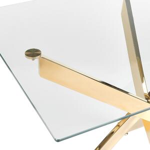 Matbord Guld Härdad Glasskiva Rektangulär 120 x 70 cm Kryssben Modern Design Beliani