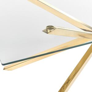 Matbord Guld med glasskiva Rektangulärt 160 x 90 cm 4 personer Modern design Beliani