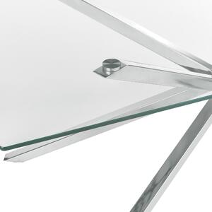 Matbord Silver med glasskiva Rektangulärt 160 x 90 cm 4 personer Modern design Beliani