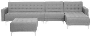 5-sits Vänstervänd Hörnbäddsoffa L-formad Ljusgrått tyg Modern Schäslong Beliani
