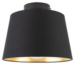 Taklampa med bomullsskugga svart med guld 25 cm - Combi svart