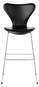 Fritz Hansen - 3197 Sjuan - Helklädd, Läder, Essential Black - Barstolar - Arne Jacobsen - Svart - Läder/Metall/Trä