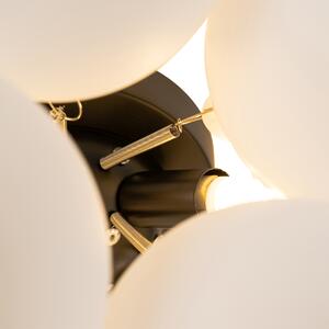 Art deco taklampa svart med opalglas 4-light - Uvas