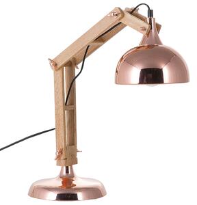 Bordslampa Koppar Trä Justerbar Arm Lampskärm i Metall Modern Glans Beliani