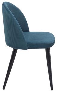 Stol 2 st Mörkblå Sammet Tyg Modern Retro Design Beliani