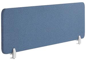 Skrivbordsskärm Avskärmning Blå PET-tyg 160 x 40 cm Modulära Fästklämmor Hemmakontor Beliani