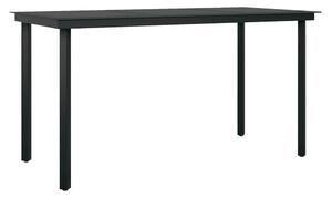 Trädgårdsbord svart 140x70x74 cm stål och glas - Svart