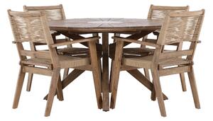 Rosario Matgrupp Utomhus + 4 Utestolar Brun -