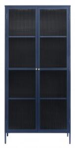 Dobb mörkblått metallskåp med glasdörrar H190 cm - Skåp