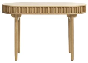 Carno skrivbord, med 2 skjutdörrar och 1 fack, oval - naturlig ekfanér och ek (60x120)