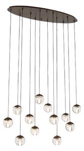 Designpendellampa mörkbrons med klart glas 12 ljuskällor - Inge