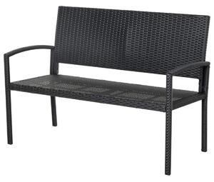 Svart 2-Sits Trädgårdsbänk i Polyrattan