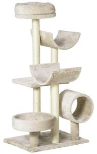 Skrapstolpe Klätterträd med Tunnel, Beige 105 cm