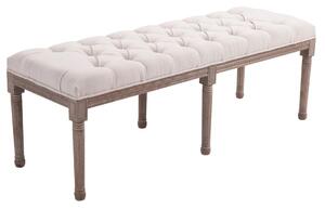 Vintage Beige Lounge Pall i Linne med Knappar