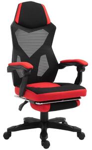 Ergonomisk Gamingstol med Fotstöd, Svart/Röd