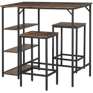 Rustikt Barbordsset 3-Delat med Hyllor 109x60x100cm